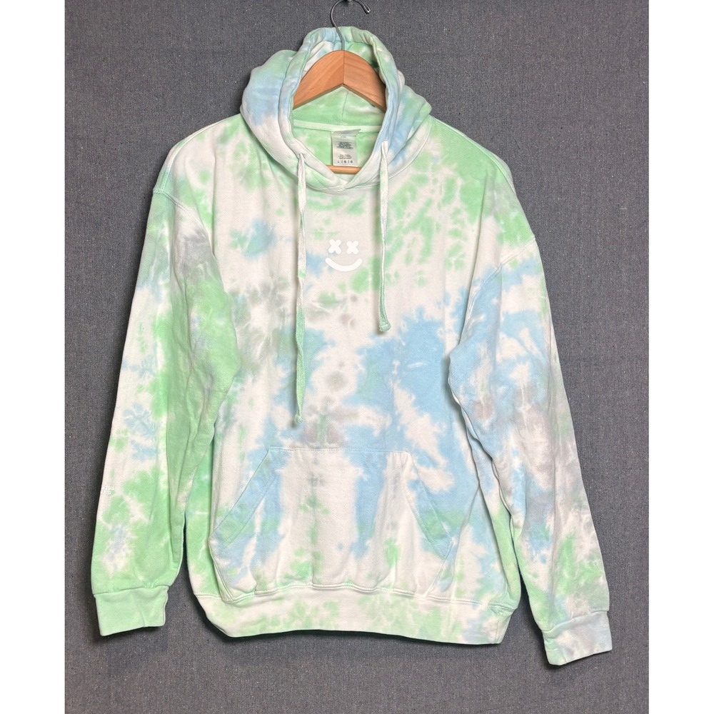 Barstool Sports Sleep When Youre Dead Tie Dye Hoodie Green Blue Large